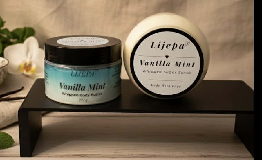 Vanilla Mint Body Butter and Whipped Sugar Scrub Bundle