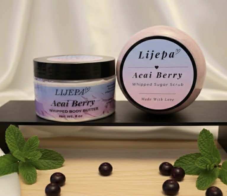 Acai Berry Whipped Body Butter and Whipped Sugar Scrub Bundle