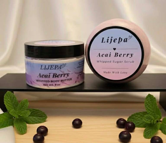 Acai Berry Whipped Body Butter and Whipped Sugar Scrub Bundle